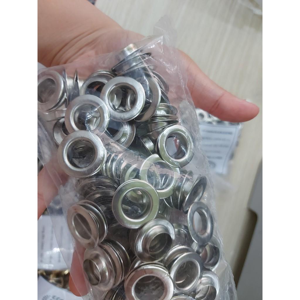 Khoen ore 14mm Khuy mắt cáo đóng bạt, bấm bạt, bấm vải Bằng sắt Túi 100 cái + 100 long đền