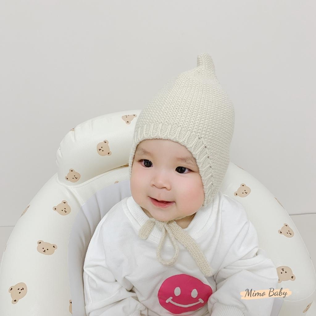 Mũ nón len mùa đông buộc dây chóp nhọn đáng yêu cho bé ML209 Mimo Baby