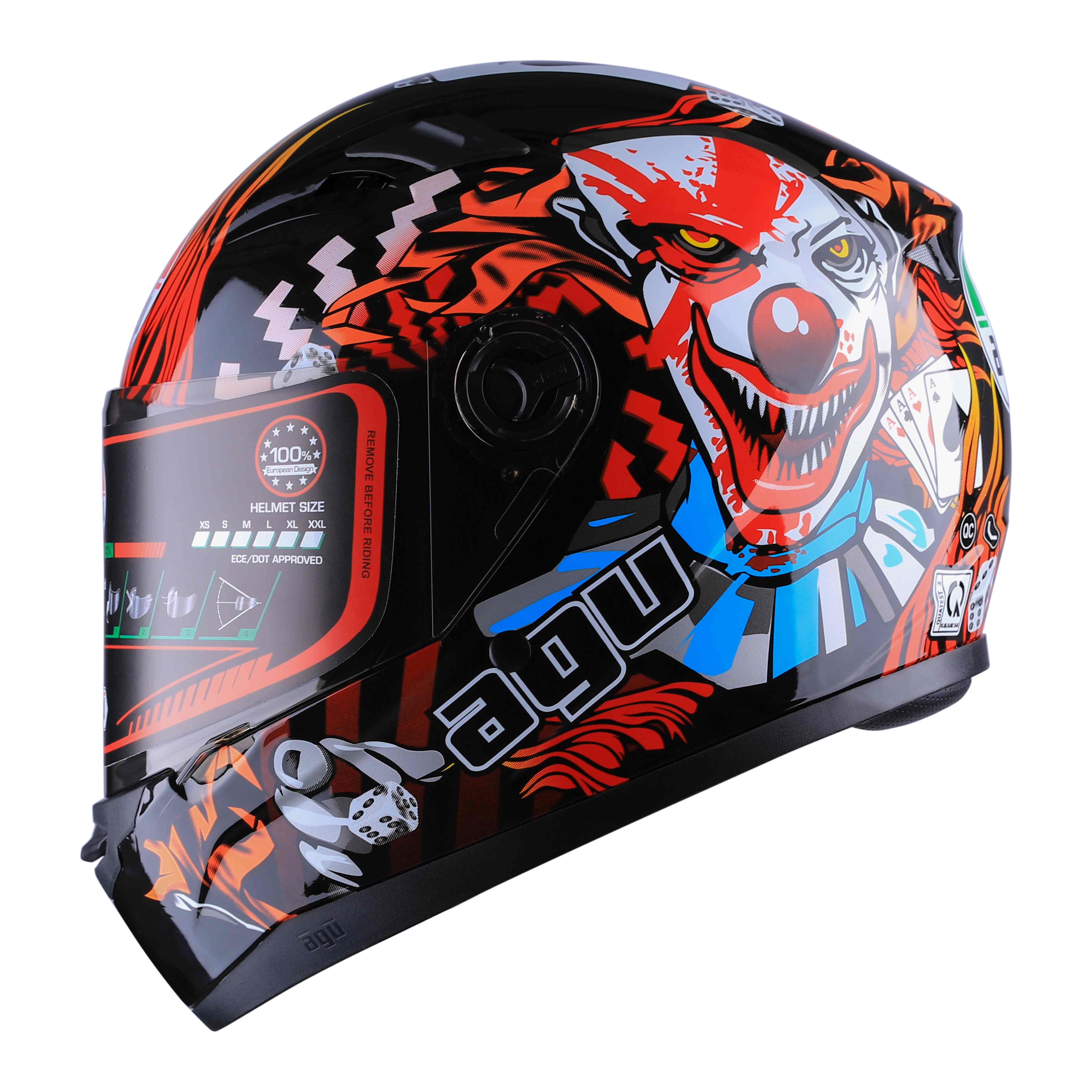 Nón Bảo Hiểm Fullface AGU Tem It _ 59 - Tặng TÚI ĐỰNG NÓN thương hiệu chống trầy cho nón _ Kính trà chống bụi, chống chói, đi đêm được