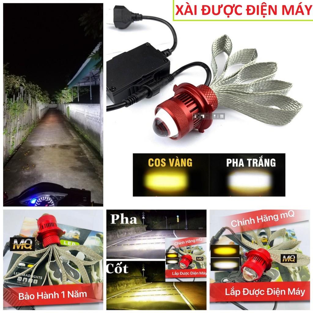 Đèn pha xe máy ô tô bi cầu led 2 màu siêu sáng xài điện máy lắp trực tiếp không cần chế