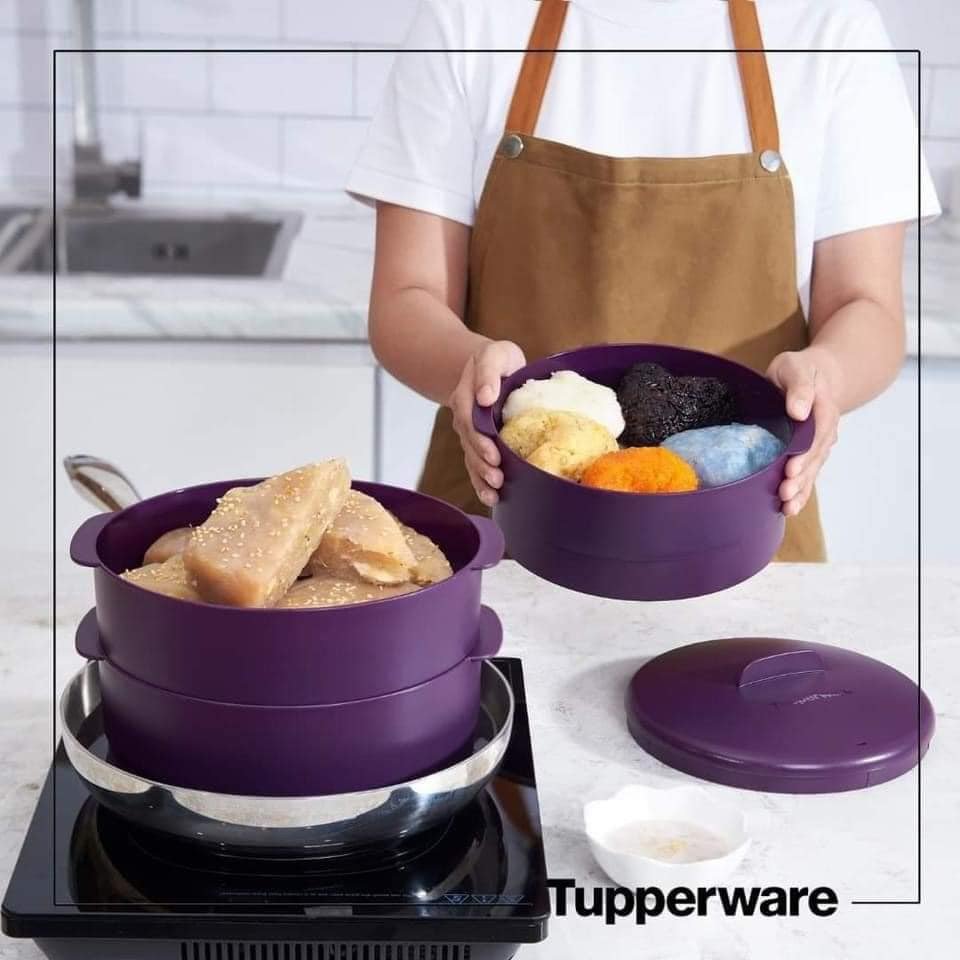 Xửng Hấp Steam It 3 Tầng màu tím Tupperware - Hàng chính hãng