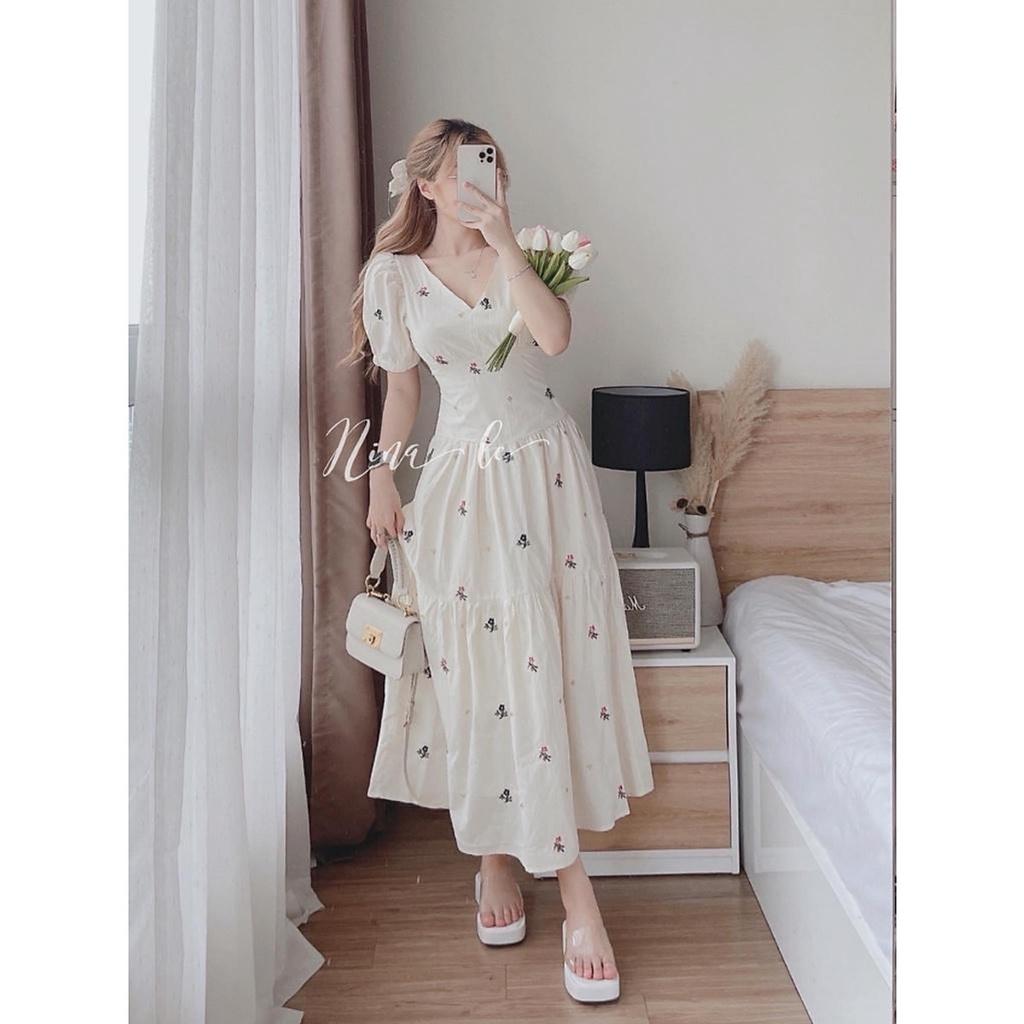 Đầm váy nữ maxi lụa hoa đơn giản, nhẹ nhàng dành cho các tiểu thư đi chơi, đi biển siêu xinh