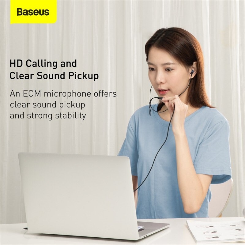 Tai nghe chính hãng AUX 3.5mm Baseus Encok H19 Wired Earphone (6D surround, Deep Bass, with ECM Microphone for HD Calling)