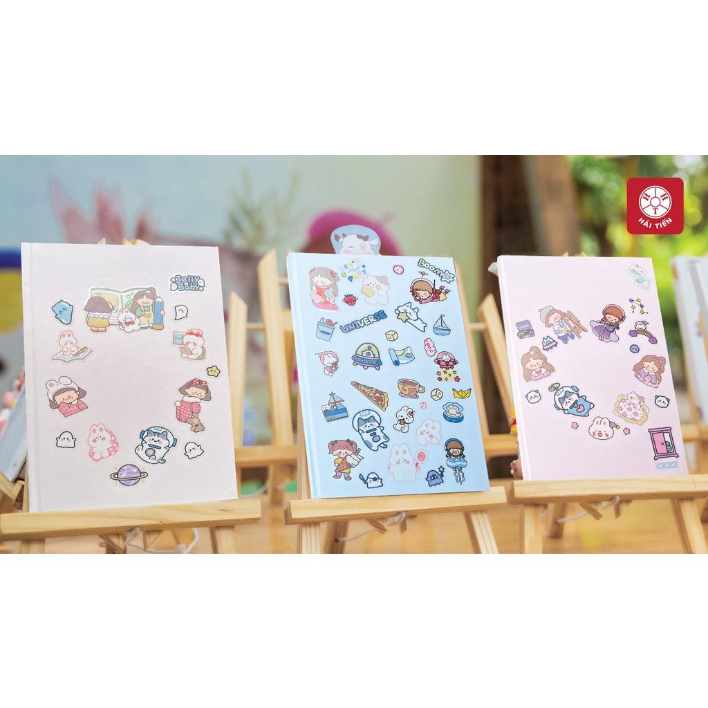 HẢI TIẾN Sổ bìa bồi STICKER - Kèm bộ sticker dán bìa - 70g/m2 - Chống lóa - 200 trang