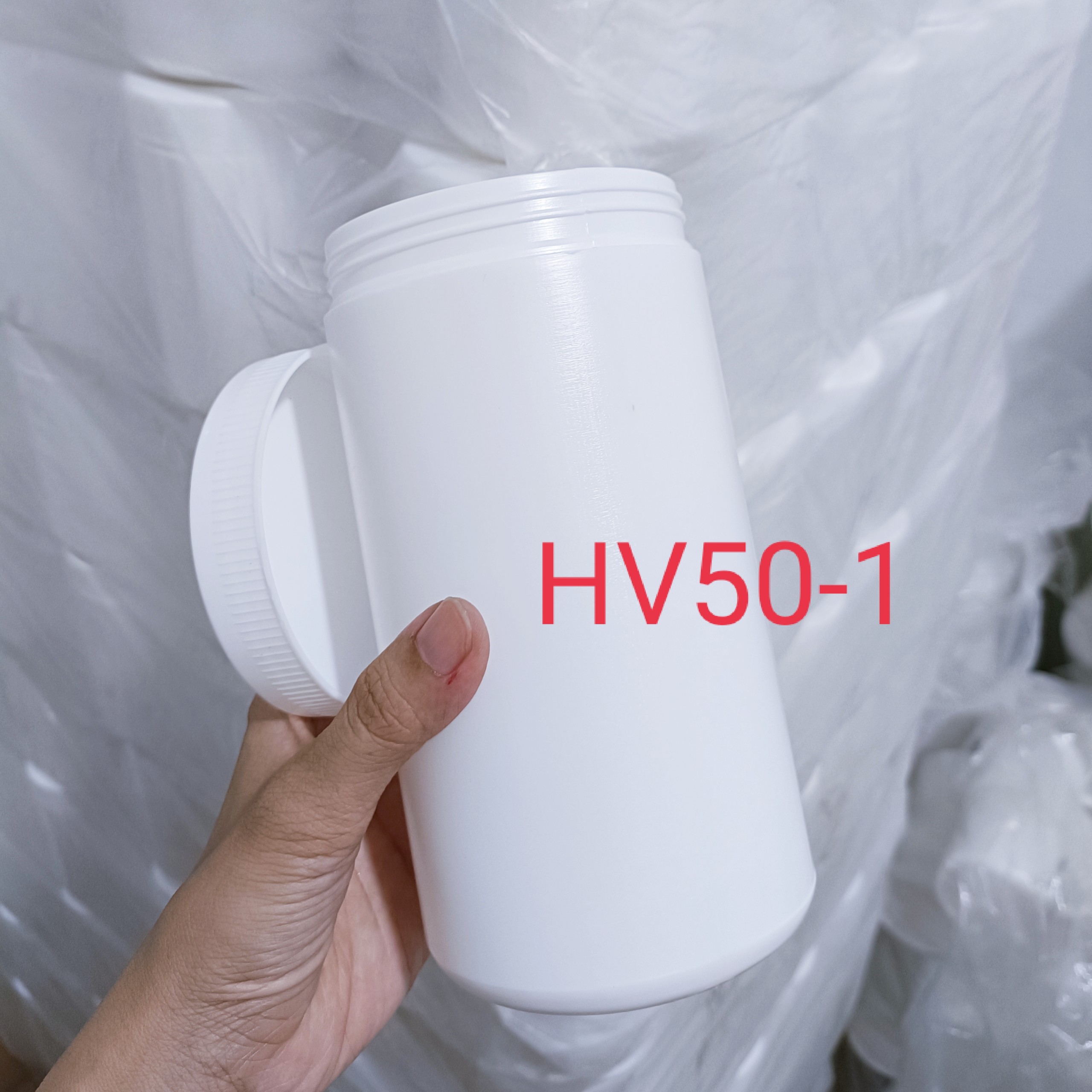 Hủ Nhựa Trắng Đục Nắp Vặn - HV50 - 1 - Đựng Từ 700G Đến 900g Bột Mịn
