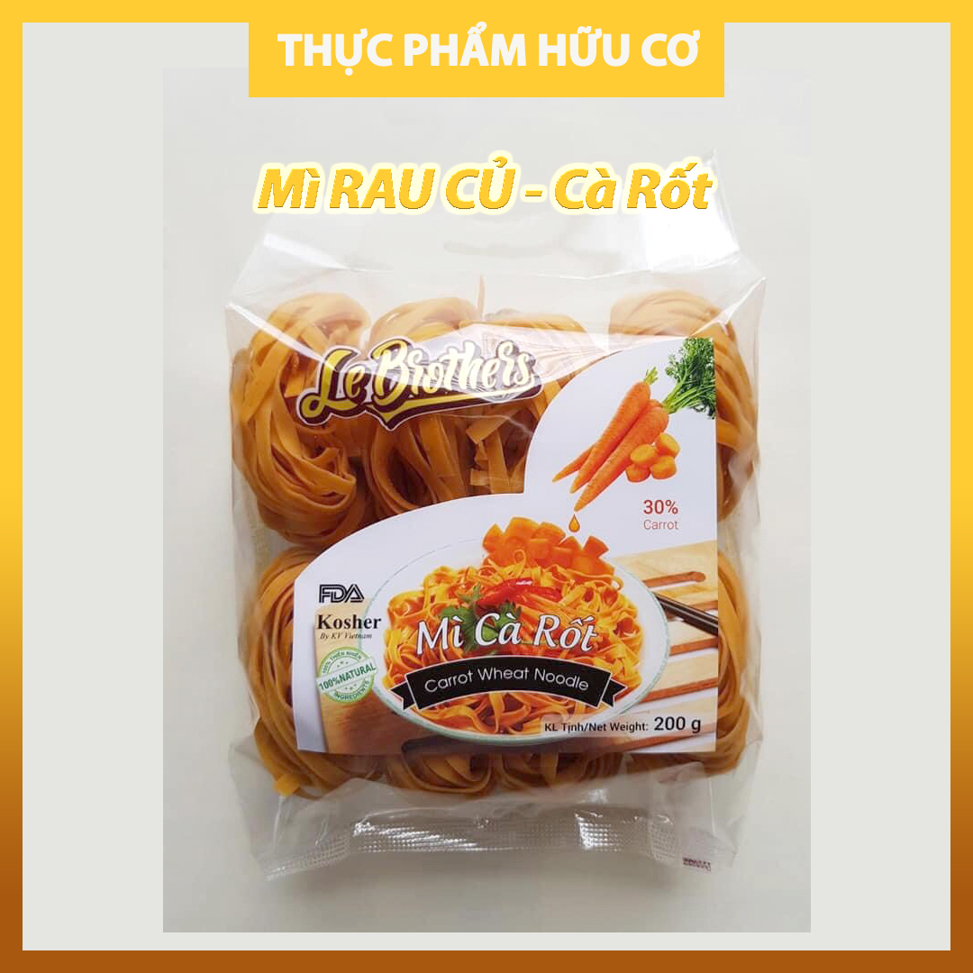 Mì Rau Củ Cà Rốt /Mỳ hữu cơ cho bé , mỳ rau củ organic/  Anpaso / Eat clean giảm cân, ăn chay, thực dưỡng, bổ sung vitamin, chất xơ 5 vị rau củ 200G