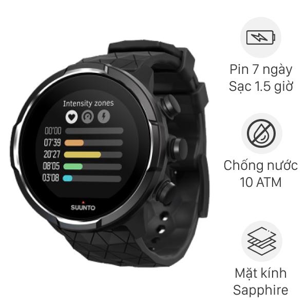 Đồng hồ thông minh Suunto 9 Baro titanium dây silicone - Hàng chính hãng