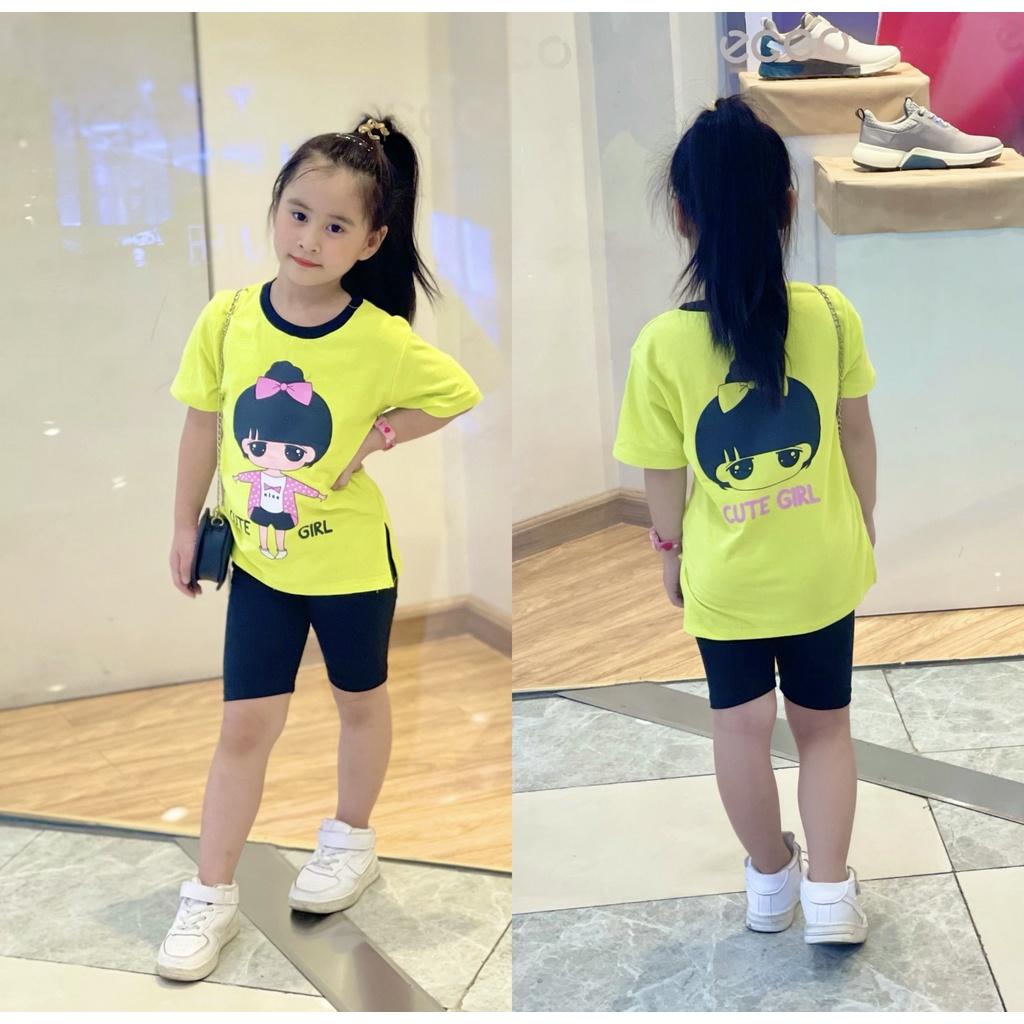 Bộ ngố thun cotton 4 chiều mềm mịn in hoạt hình siêu xinh cho bé,bộ tay ngắn quần ngố mặc nhà-Đồ bộ bé gái