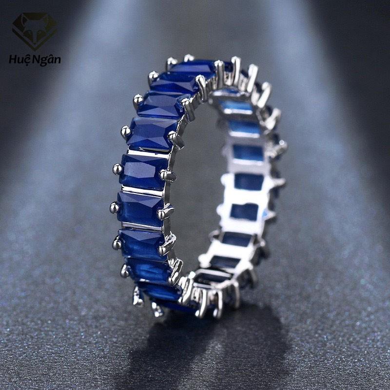 Nhẫn bạc 925 Huệ Ngân - Đá vuông đính vòng tròn RR1750