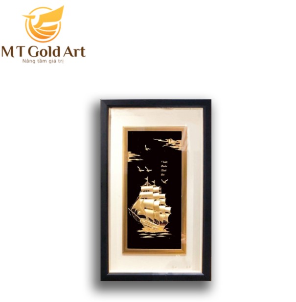 Tranh thuyền Thuận buồm xuôi gió dát vàng (40x65cm) MT Gold Art- Hàng chính hãng, trang trí nhà cửa, phòng làm việc, quà tặng sếp, đối tác, khách hàng, tân gia, khai trương 