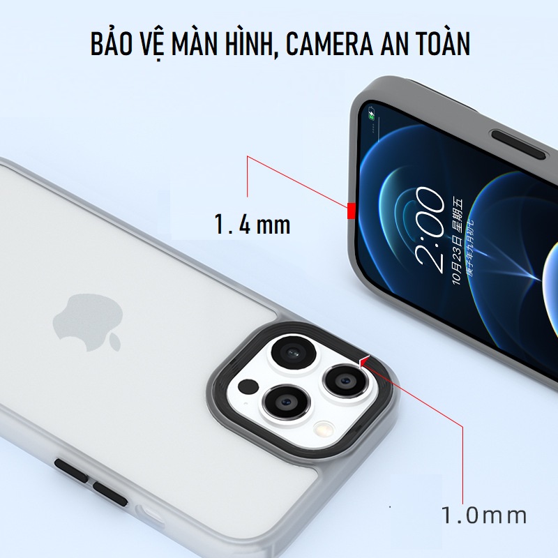 Ốp Lưng Mờ Chống Bám Vân Tay cho IPHONE 11/ 11 Pro 11 Pro Max, 12/ 12 Pro/ 12 Pro Max, Iphone 13/ 13 Pro/ 13 Pro Max, Iphone 14 Pro Max/ 14 Pro Lưng Cứng Mờ, Viền Dẻo Bảo Vệ Camera.