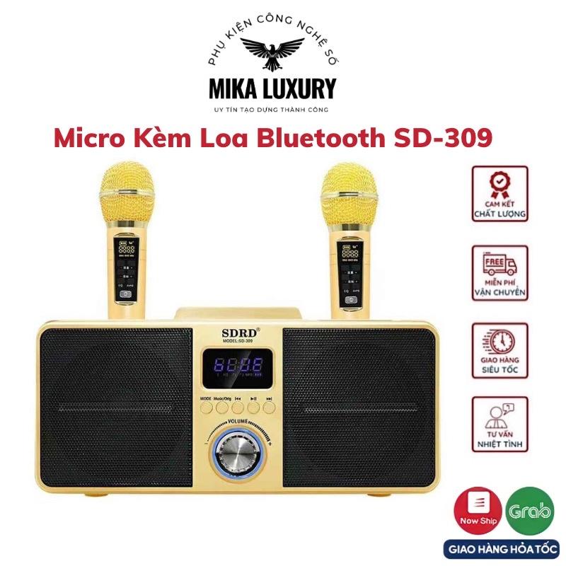 Loa bluetooth Karaoke SDRD SD309 chất lượng , 2 micro UHF, nghe nhạc và karaoke chất lượng Bảo Hành 12 tháng