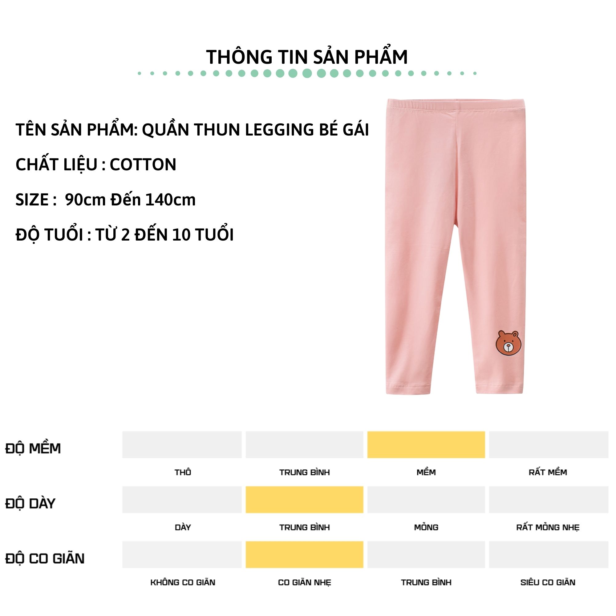 Quần legging bé gái 27Kids Home Quần thun mỏng nữ cho trẻ từ 2-10 tuổi GLPL4