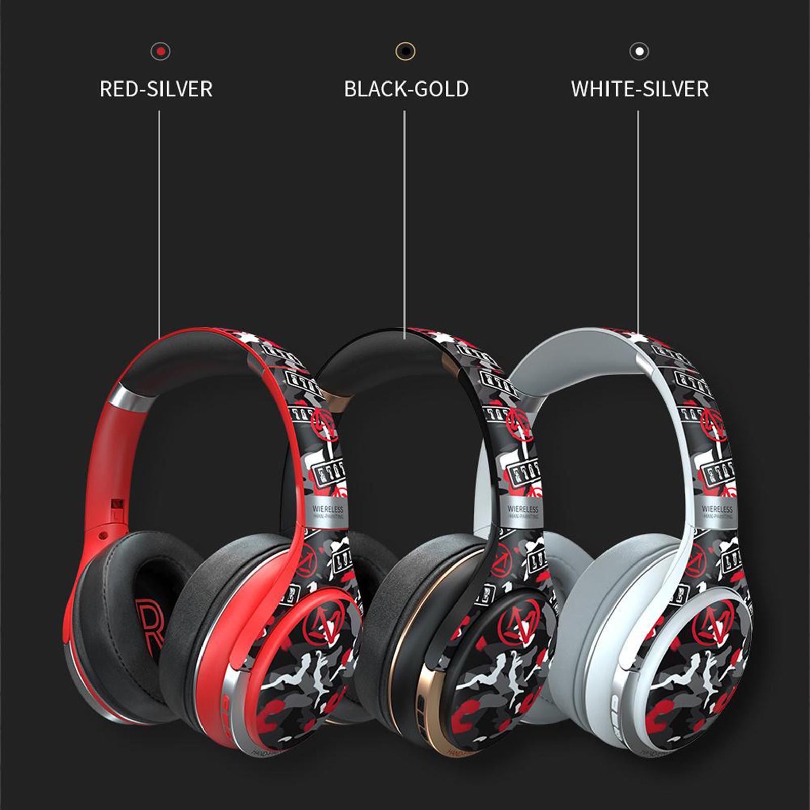 Bluetooth Headphones Over Ear Foldable Built-in Mic Soft Earmuffs