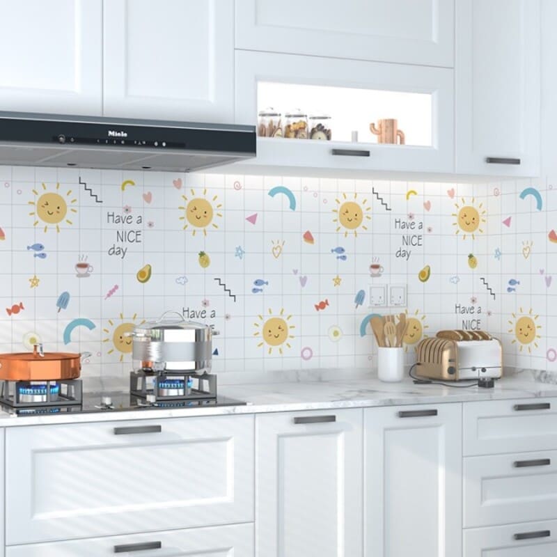 Decal dán bếp tráng nhôm cách nhiệt ông mặt trời khổ 60cm