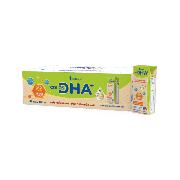 SBPS Colos DHA+ 180ml giúp bé phát triển não bộ, tăng cường đề kháng, ngủ ngon khỏe mạnh - lốc 4 hộp - VitaDairy