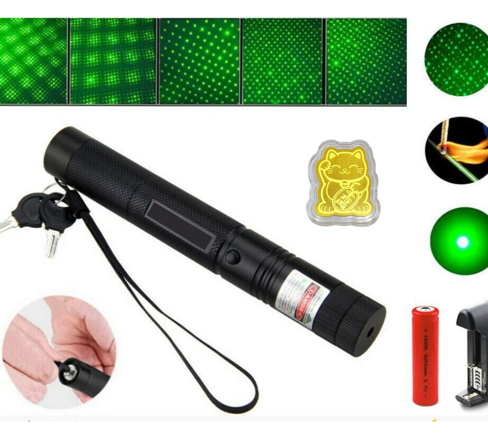 Đèn Pin Laser - 303 (Kèm Miếng Dán Điện Thoại Mèo Vàng Như Hình)