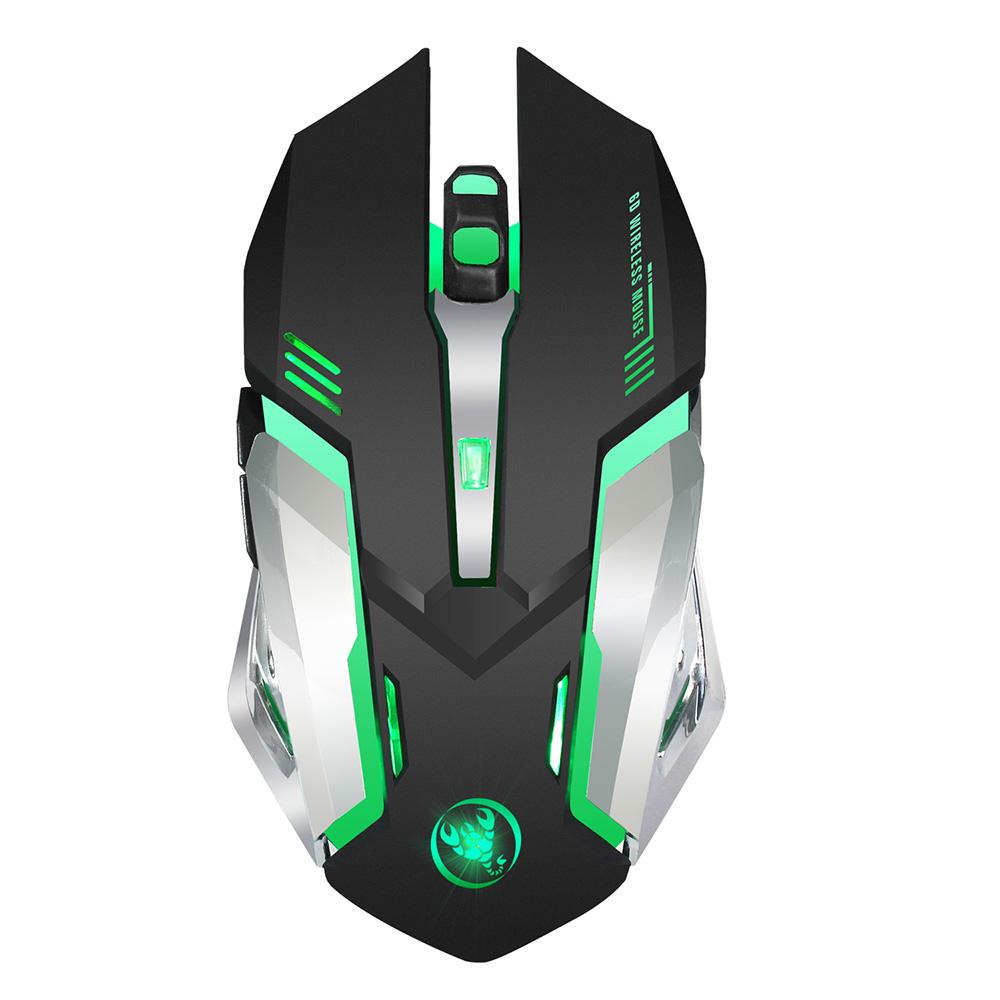 HXSJ M10 Gaming Wireless Mouse 2400 DPI Rechargeable 7 color 6 Backlight Breathing Ergonomic Mouse for Computer Desktop