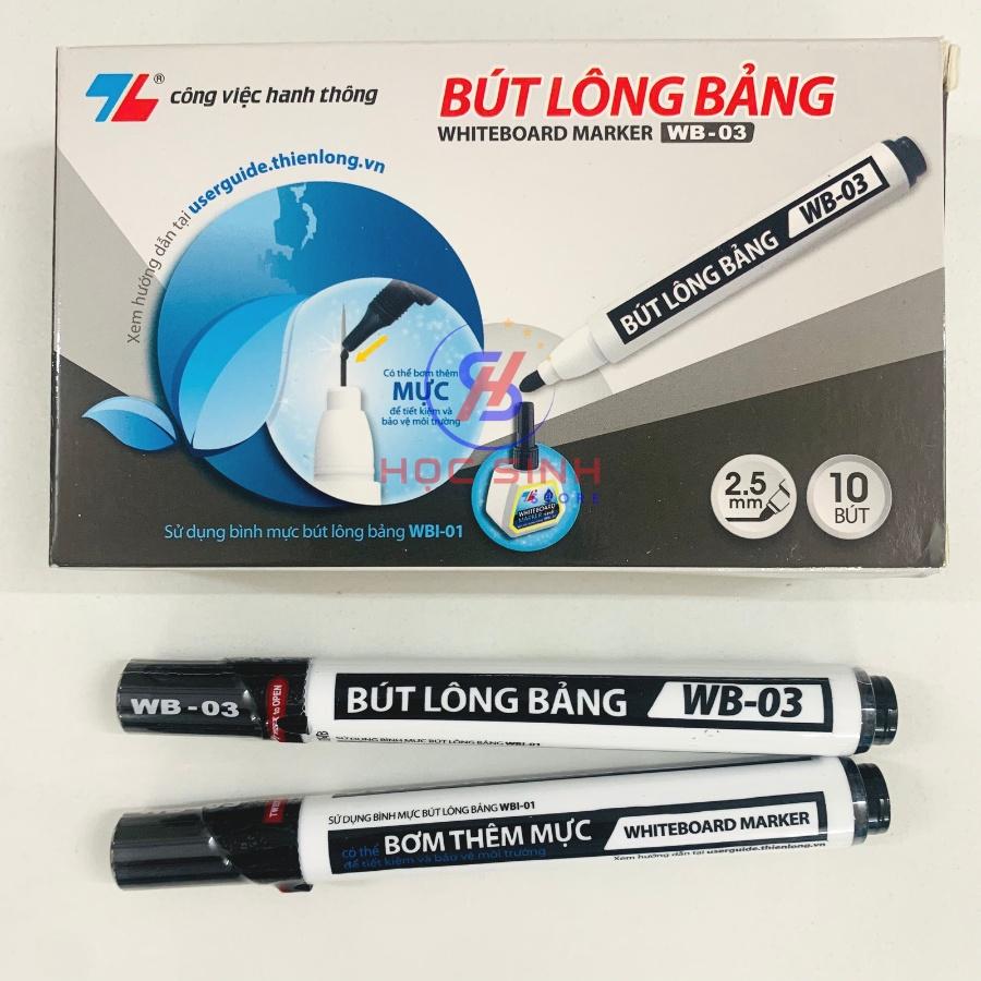 Hộp 10 Cây Bút Lông Bảng WB-03 Thiên Long ( Xanh, Đỏ Đen