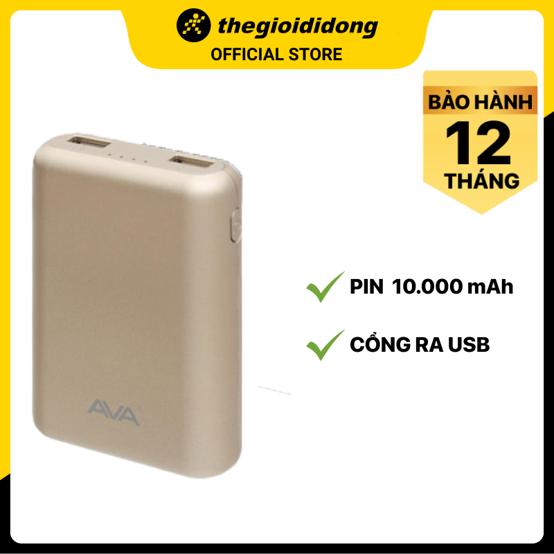 Pin sạc dự phòng 7.500 mAh AVA LA 10K-1 - Gold - Hàng chính hãng