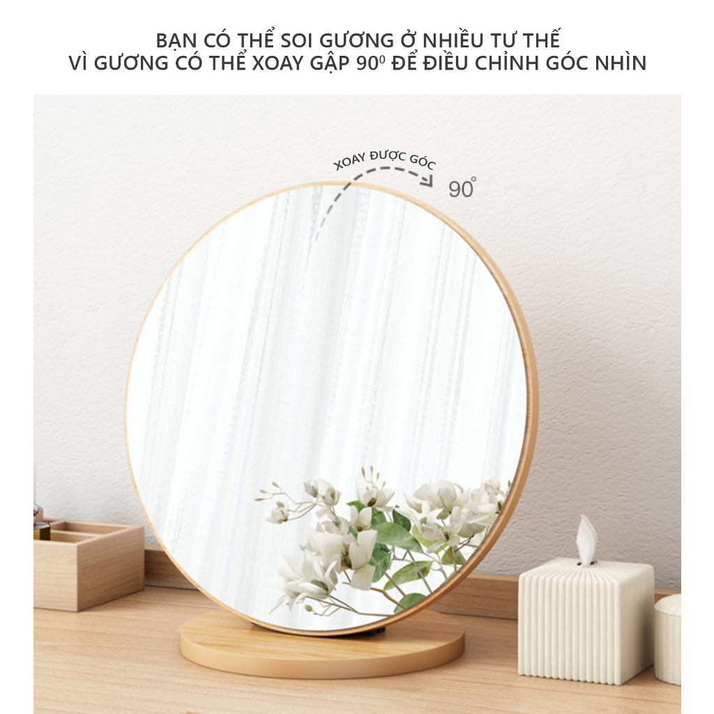 Gương Trang Điểm Để Bàn  Nhiều Kiểu Dáng Viền Gỗ Chắc Chắn AP120/AP278