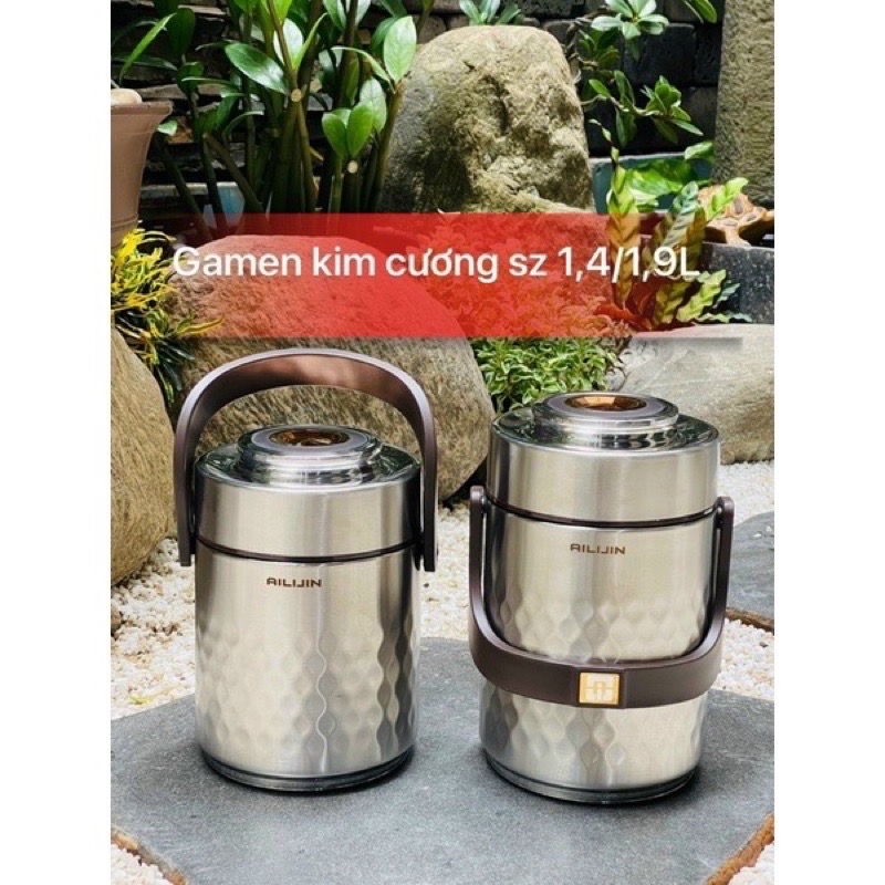 Cà men giữ nhiệt kiểu kim cương , có ngăn nhỏ