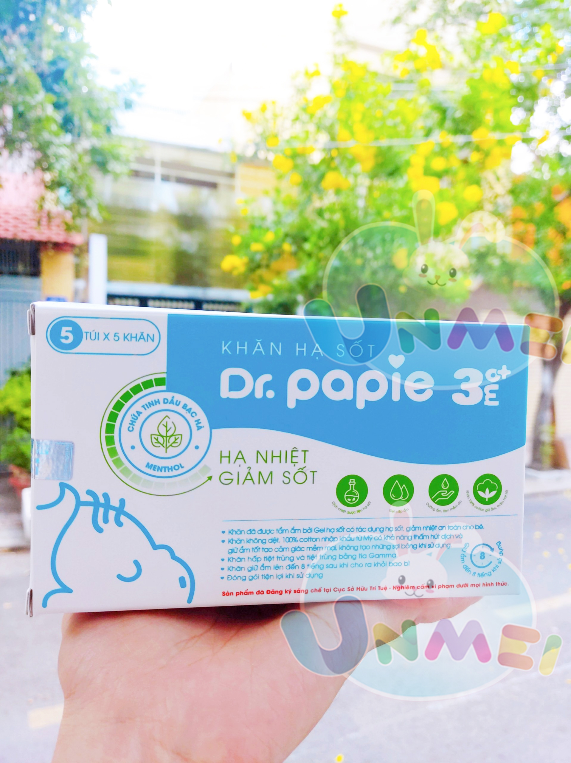 Khăn Lau Hạ Sốt Dr.Papie 3+ Cho Bé Hạ Nhiệt Giảm Sốt Ngăn Ngừa Co Giật