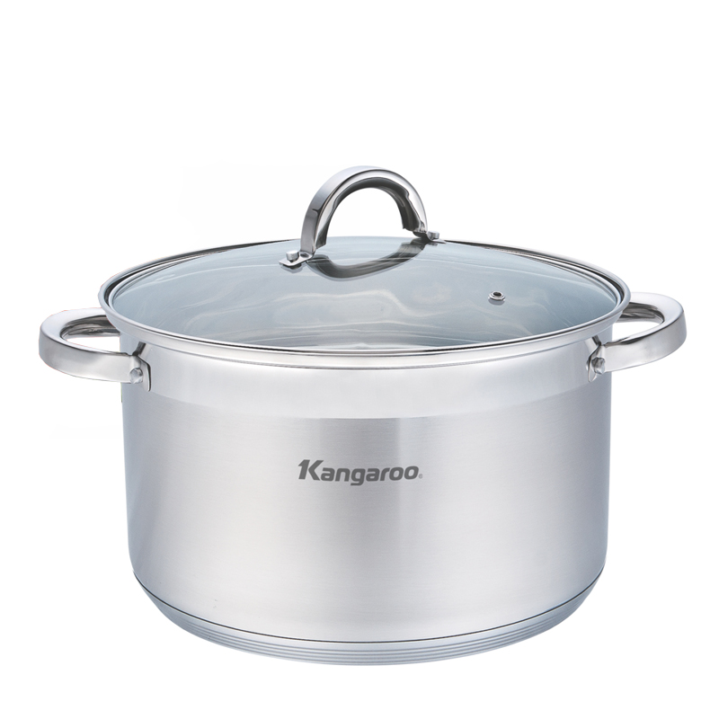 Nồi inox vung kính cao cấp 5 lớp Kangaroo KG121 size 28cm - Hàng chính hãng