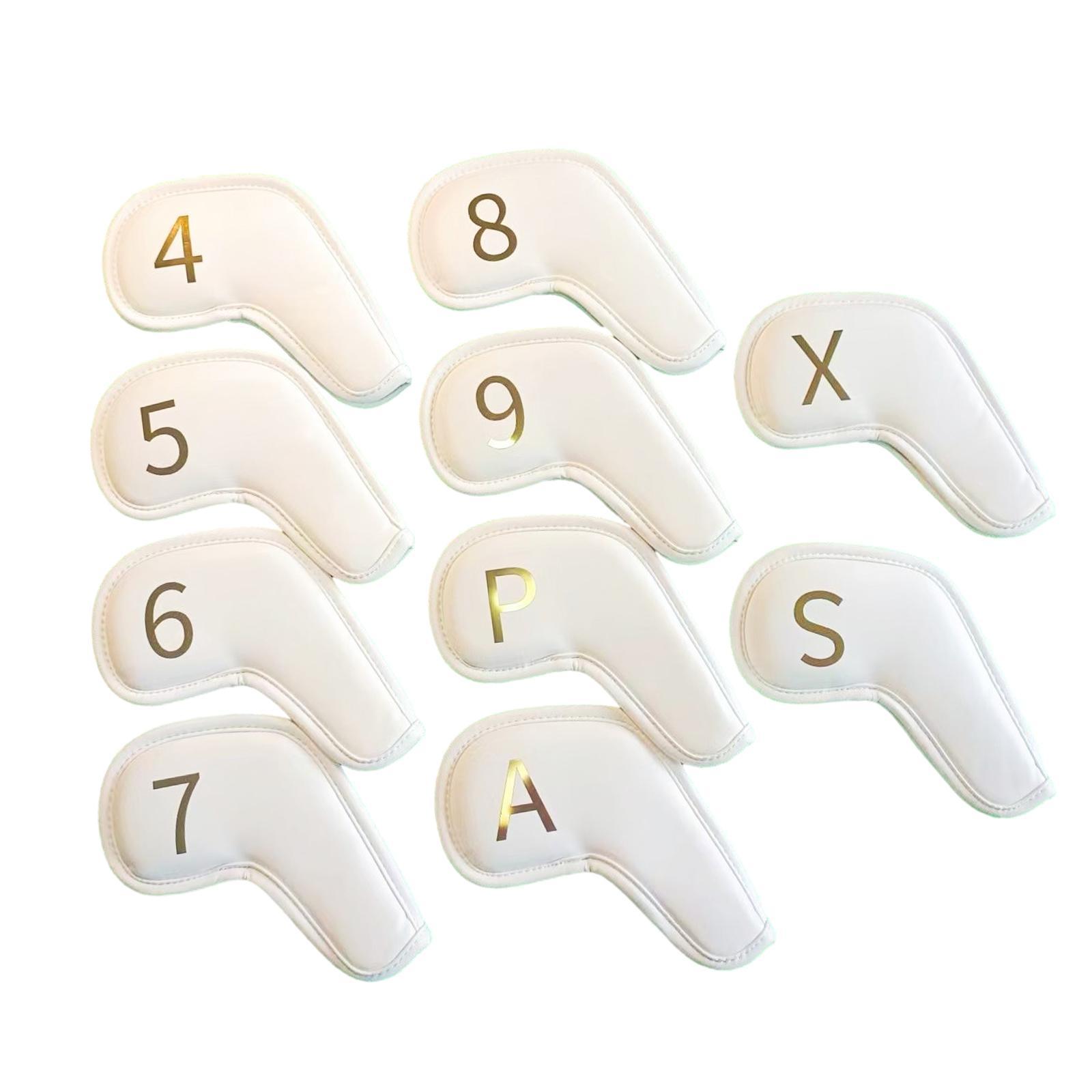 10Pcs Golf Iron Head Covers Golf Iron Headcovers PU Leather Golf Club Covers