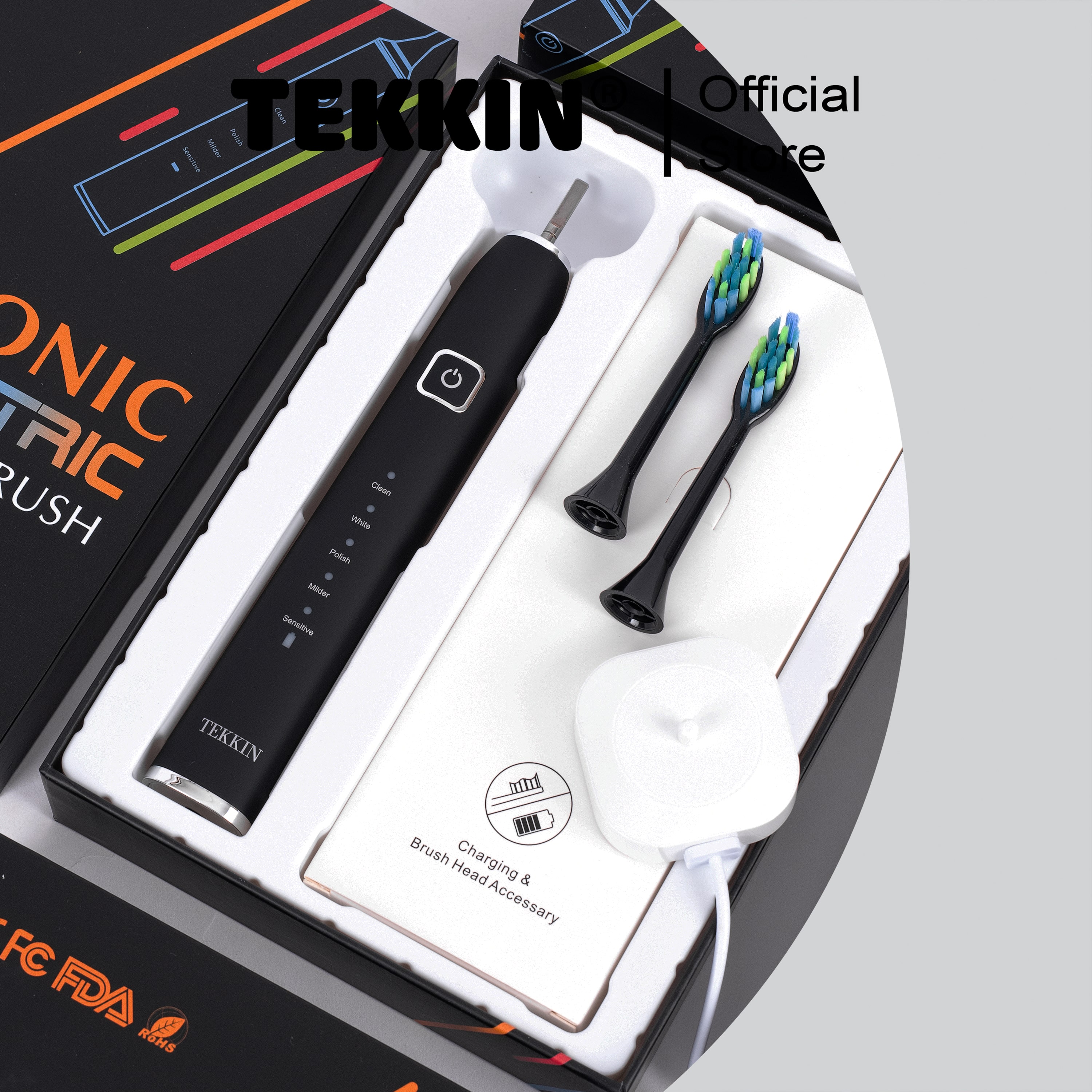 Bàn chải đánh răng điện TEKKIN SONIC TI-818 5 chế độ - Hàng chính hãng