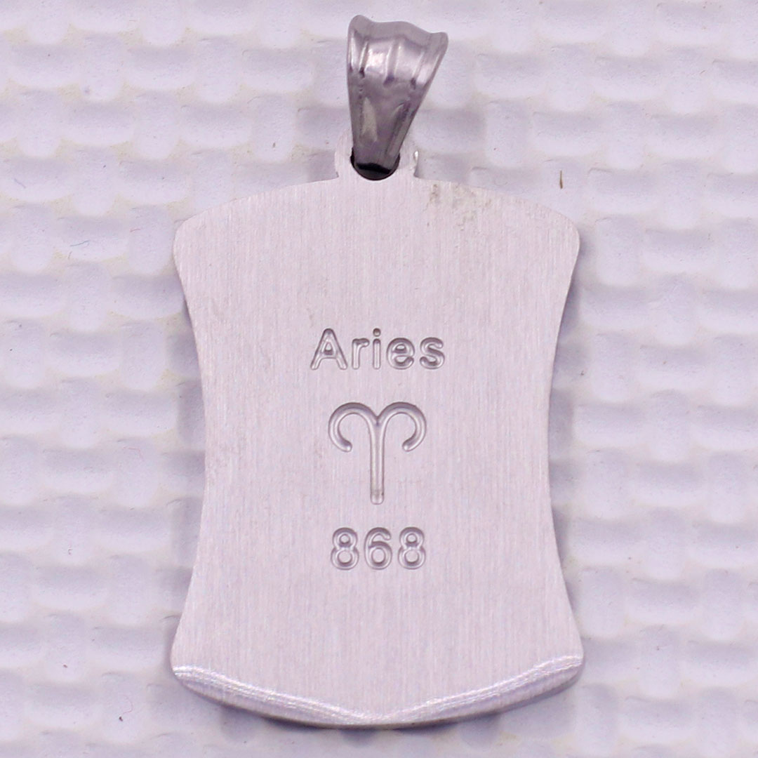 Mặt dây chuyền cung Bạch Dương - Aries inox kèm vòng cổ dây da đen, Cung hoàng đạo