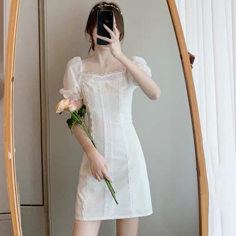 Váy trắng dự tiệc tiểu thư tay bồng hot 2021
