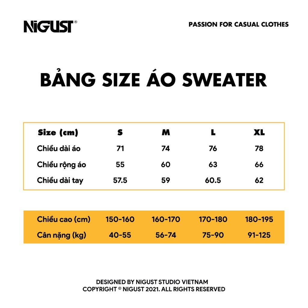 Áo sweater nam nữ local brand NIGUST Breakbear N103 chất liệu nỉ da cá form rộng màu đen trắng Fullbox