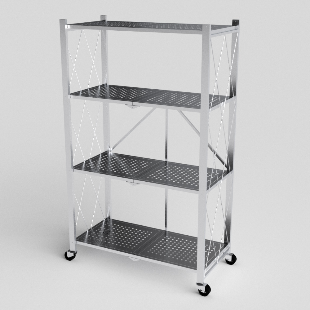 Kệ xếp đa năng cao cấp OHAWA 4 tầng - Kệ inox thông minh cao cấp, xếp mở dễ dàng, có bánh xe di chuyển