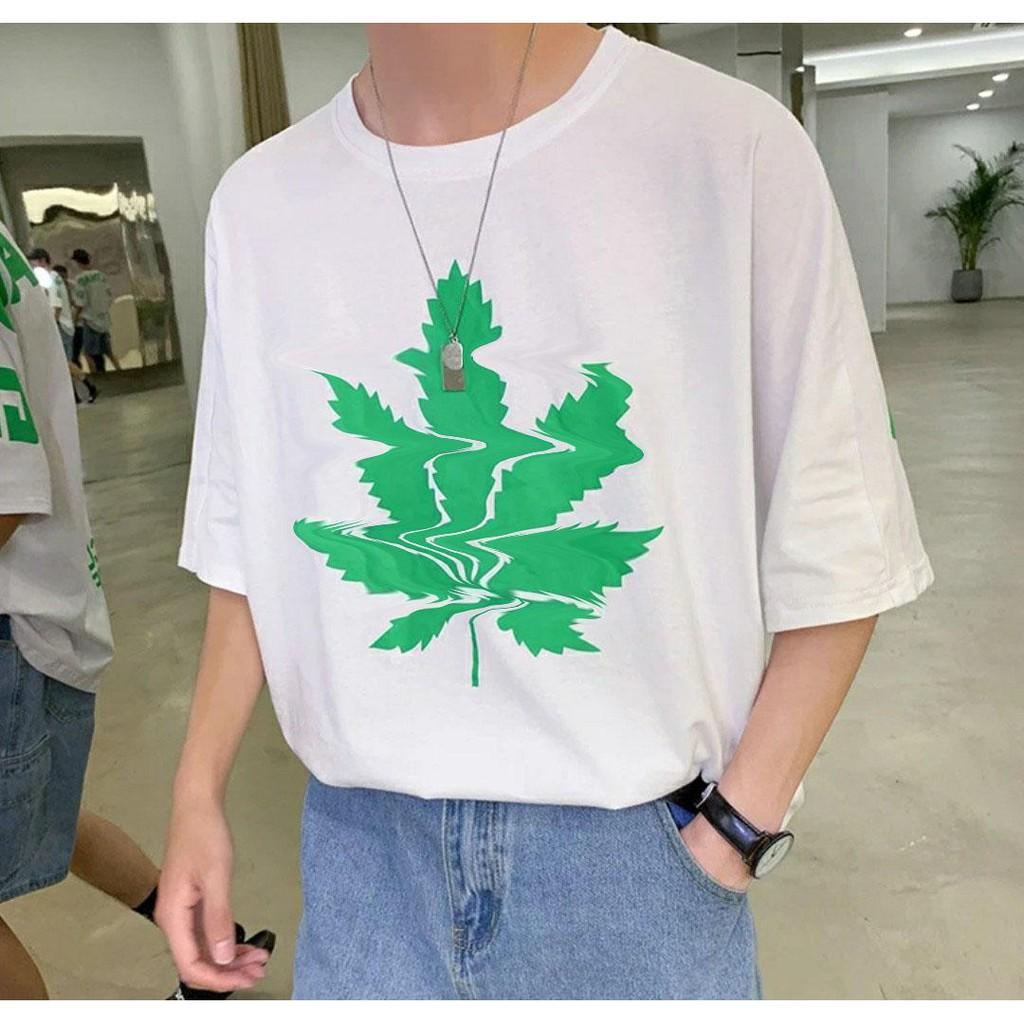 Áo thun unisex form rộng tay lửng nam nữ hàn quốc Lá MCLE 2021 aothununisex