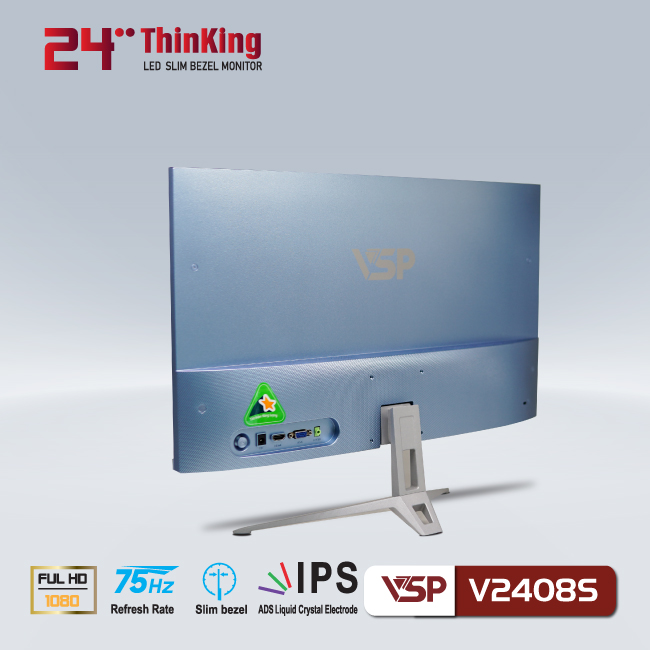 Màn hình VSP V2408S 24inch [XANH NHẠT] (23.8" IPS FHD 75Hz, HDMI+VGA) - Hàng chính hãng TECH VISION phân phối