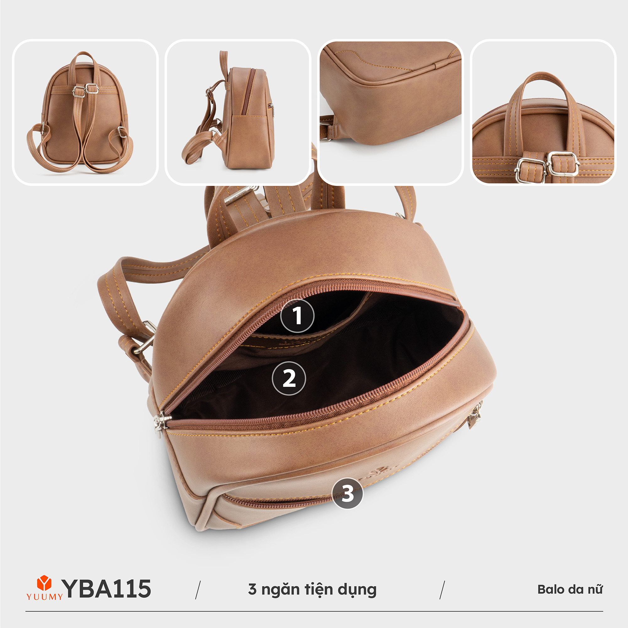 Balo Yuumy ( Thời trang nữ mini dáng tròn - Balo da Liberal YBA115 )