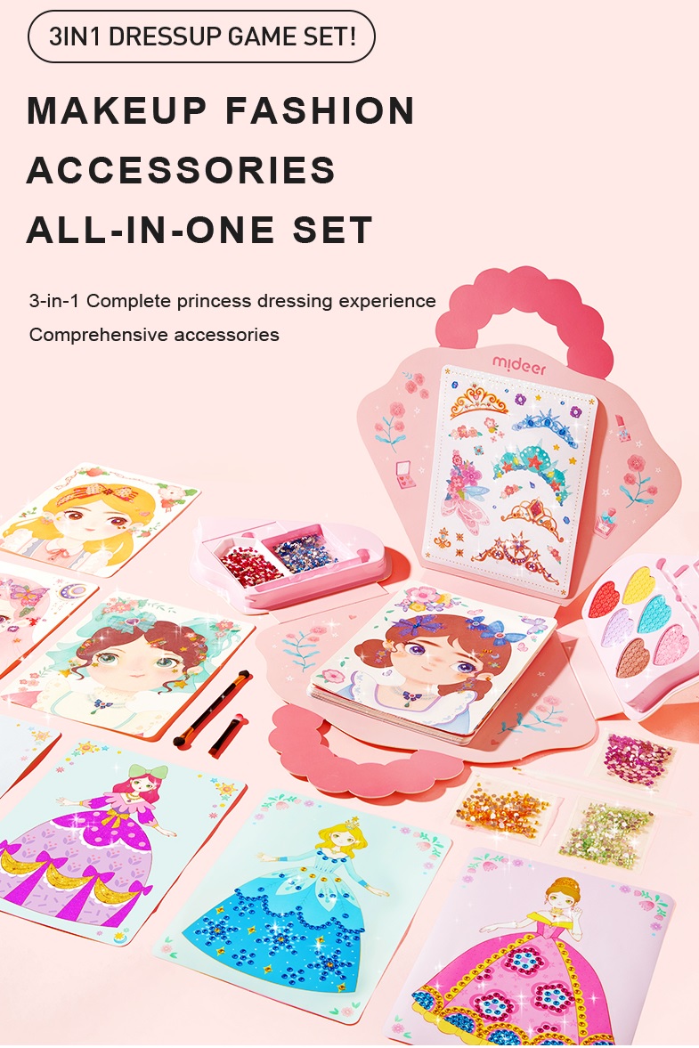 Bộ Đồ Chơi Trang Điểm và Thiết Kế Thời Trang Công Chúa 3in1 – Mideer Dress Up Game Set – Princess Makeup Kit