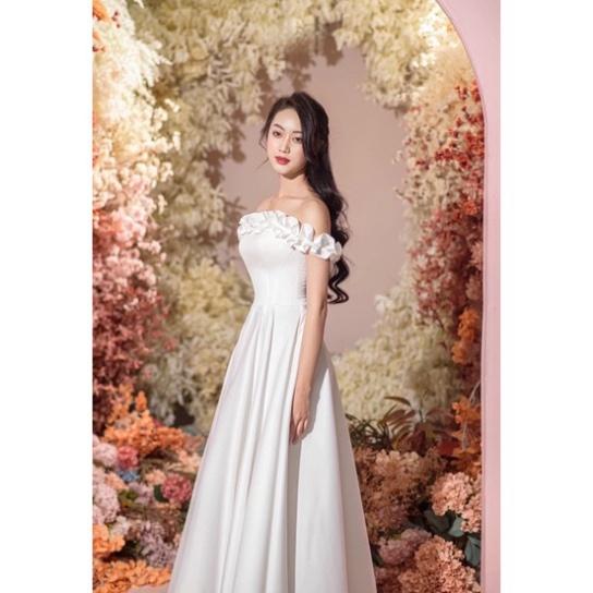 Đầm maxi bẹt vai nhún bèo siêu xinh ivy fashion - size M/L -MS404V đi biển dự tiệc dạo phố bigsize gợi cảm sexy