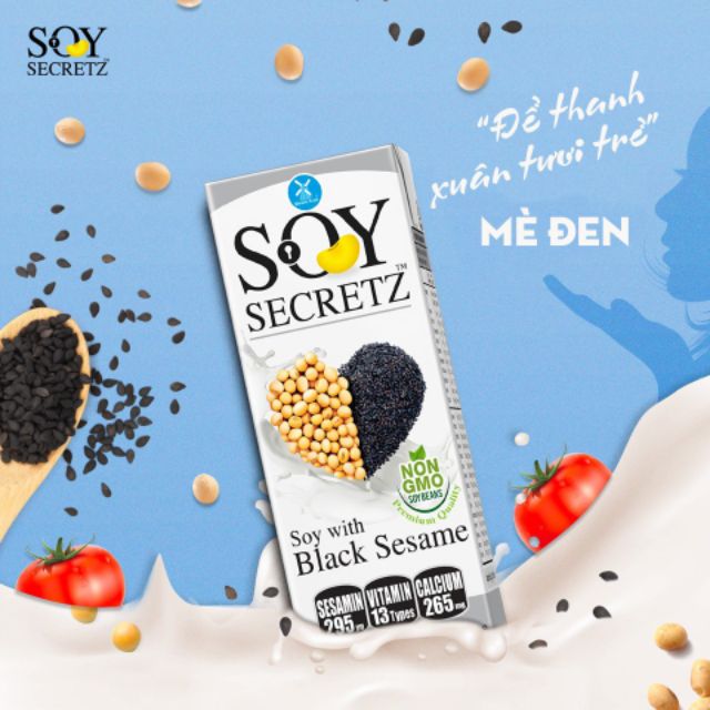 Thùng Sữa Đậu Nành Với Mè Đen Soy Secretz Hàng Nhập Khẩu Thái Lan 48 hộp , Không Chất Bảo Quản, Hương Vị Tự Nhiên, Giúp Chống Lão Hóa, Hỗ Trợ Làn Da Và Xương Chắc Khỏe