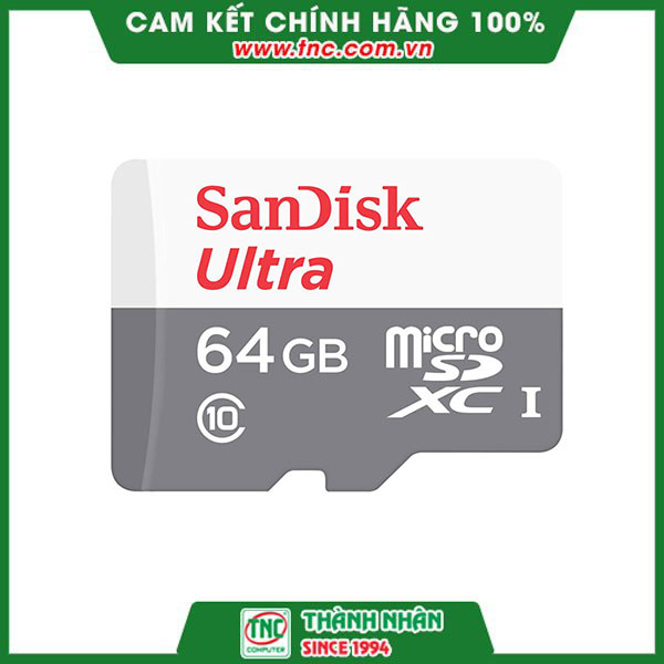 Thẻ nhớ Micro SD 64GB Sandisk Ultra (SDSQUNR-064G-GN3MN)- Hàng chính hãng