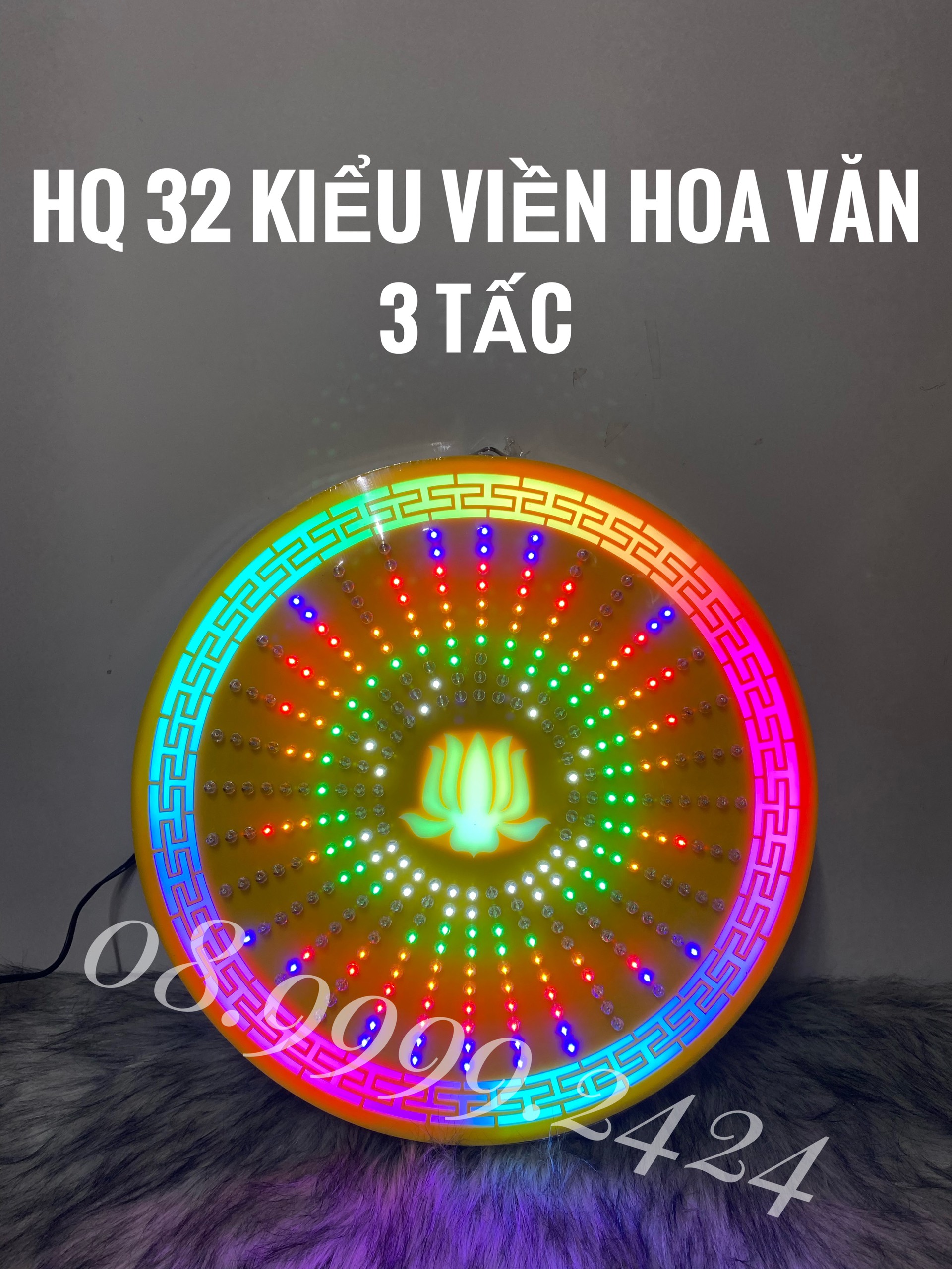 ĐÈN THỜ HÀO QUANG LED 32 KIỂU VIỀN HOA VĂN 30CM -  40CM