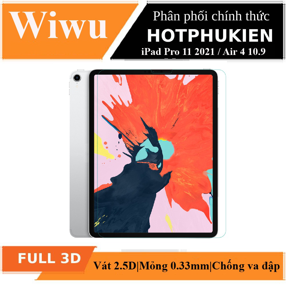 Miếng dán kính cường lực full màn hình 2.5D Cho iPad Pro 11 2021 Chip M1 / Pro 11 2020 / Pro 11 2018 / Air 4 10.9 inch hiệu WIWU iVista Chống va đập, vát cạnh 2.5D, chống vân tay - hàng nhập khẩu 