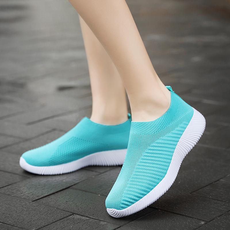 Đèn Sneakers Nữ Giày Chạy Bộ Nữ Lưới Slip-On Giày Thể Thao Nữ 2019 Zapatillas Mujer "Deportiva Color: Black Shoe Size: 39