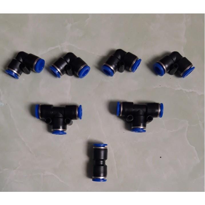 combo 7 món phụ kiện phun sương 8mm: 4 Co +2T +1 Nối
