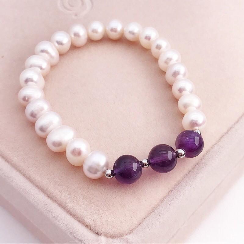 Bộ Trang Sức Trai Nước Ngọt Tự Nhiên 9 Ly Sáng Mix Đá Tím Sang Trọng - Trường Thịnh Ngọc Trai
