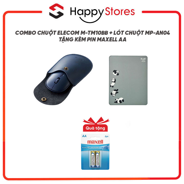 COMBO CHUỘT YÊN TĨNH ELECOM M-TM10BB VÀ LÓT CHUỘT ELECOM MP-AN04 (TẶNG VỈ PIN MAXELL AA) - HÀNG CHÍNH HÃNG