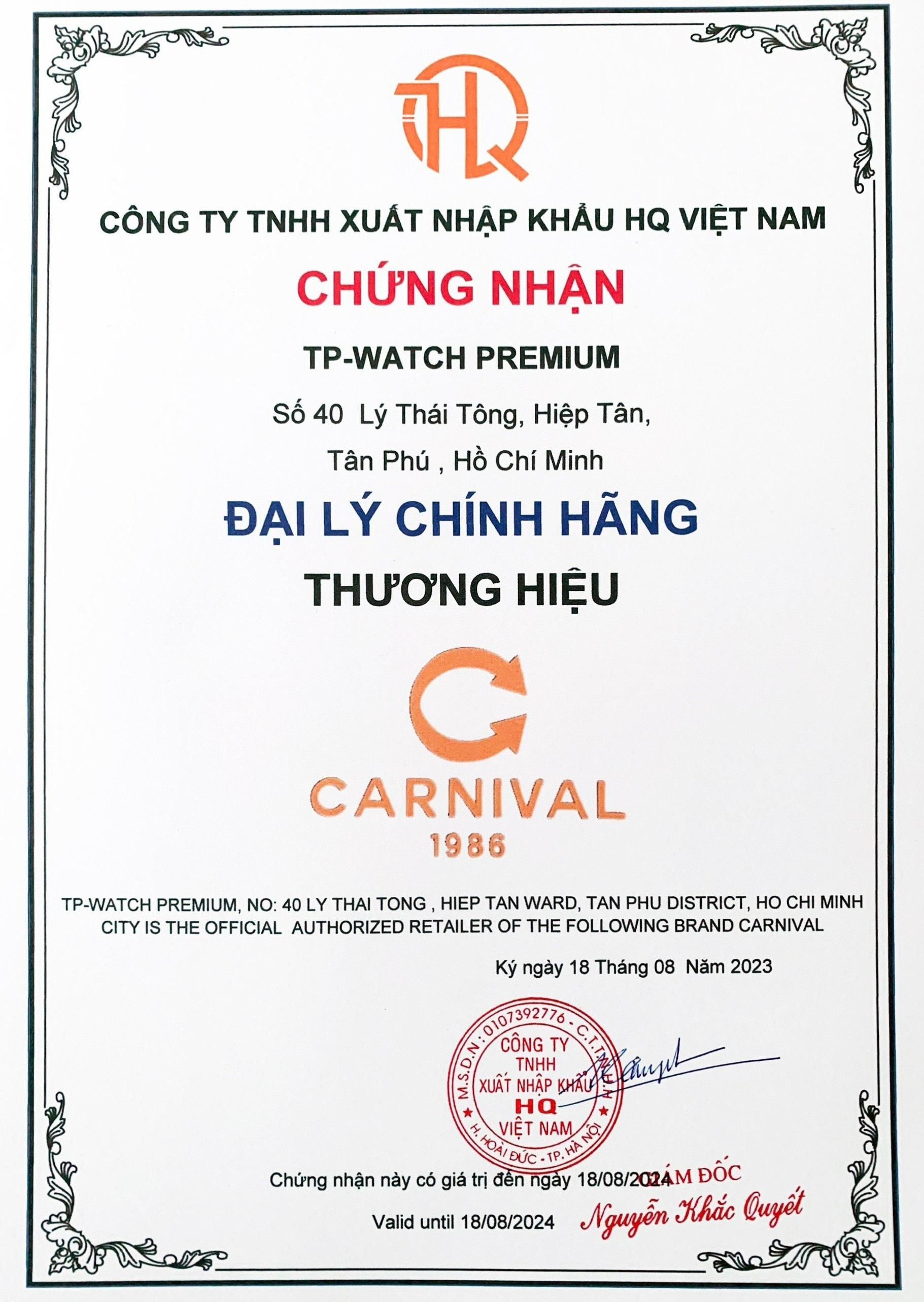 Đồng Hồ Nam Dây Thép Carnival Nautilus G8108.304.414 Automatic - Kính Sapphire - Size 41mm - Carnival 8108G-VH-MXANH