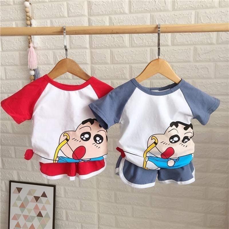 Đồ bộ quần áo cộc tay cho bé trai, bé gái in cu shin mặc cực xinh chất cotton 100% cao cấp - SUMO KIDS