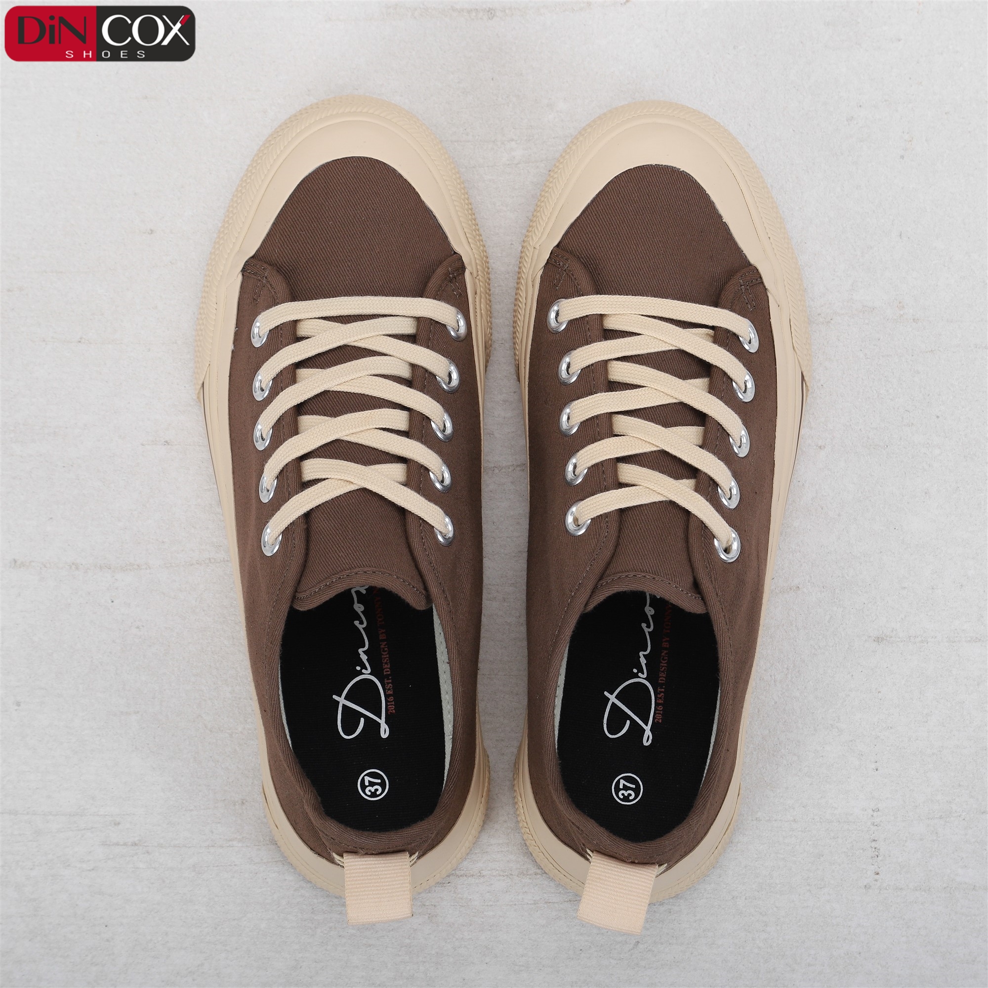 Giày thể thao Nữ Chất lượng Châu Âu, Chất vải Canvas mềm êm, ôm chân, thoáng khí, lớp lót cotton, đế cao su lưu hóa mềm C20 Chocolate